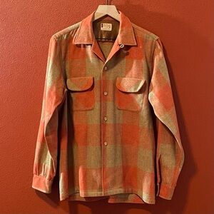 Vintage MacPhergus Men’s 60’s Loop Collar Superb Virgin Wool Blend Plaid Flannel